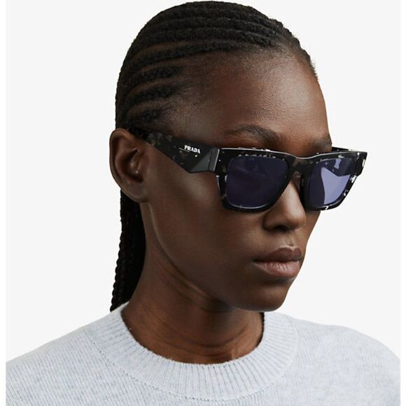 NEW Prada PRA06S 15O50B Tortoise Black Violet Mirror Square Unisex Sunglasses - Picture 1 of 12
